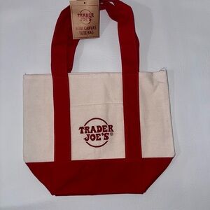 Trader Joe’s Red & Cream Mini Canvas Tote Bag